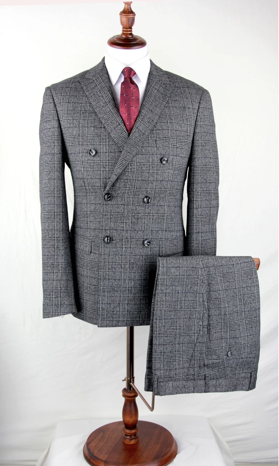 Gray Double-Breasted Slim Fit Suit